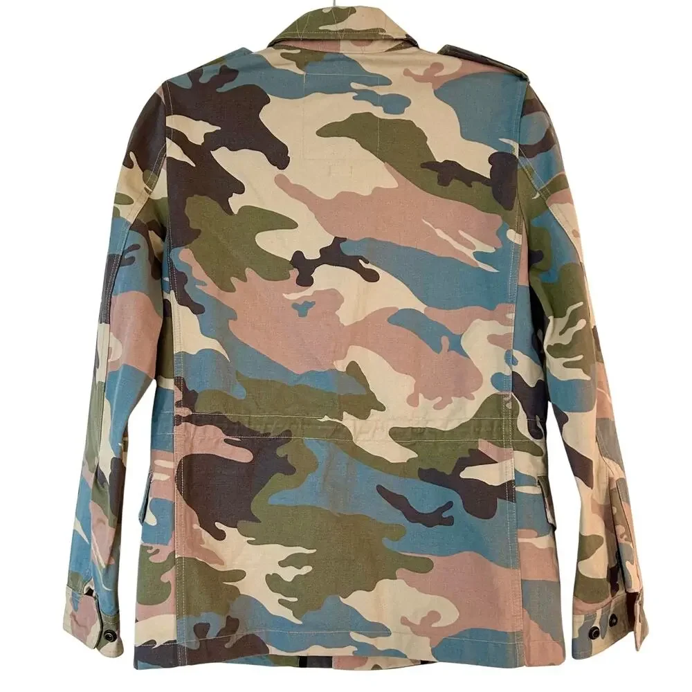 Zadig & Voltaire Kayak Camo Military Jacket Pastel Cotton Canvas Size Small - Picture 7 of 12